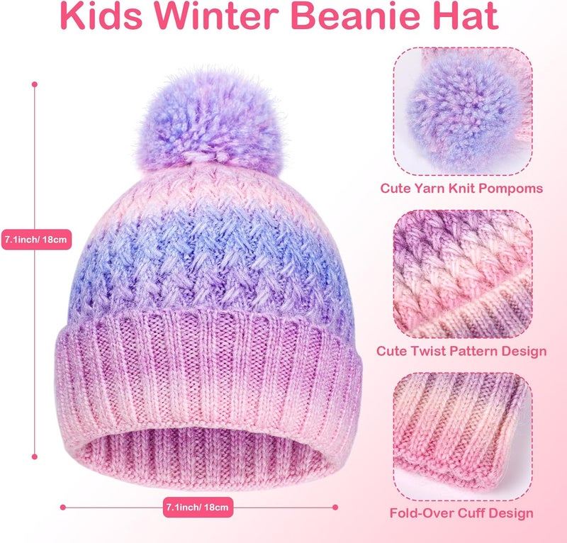 Peninpha Winter Hat for Kids Children, Girls Beanie with Pom Pom, Girls Accessories Knit Beanies Cap Age 7-12 - Image 3